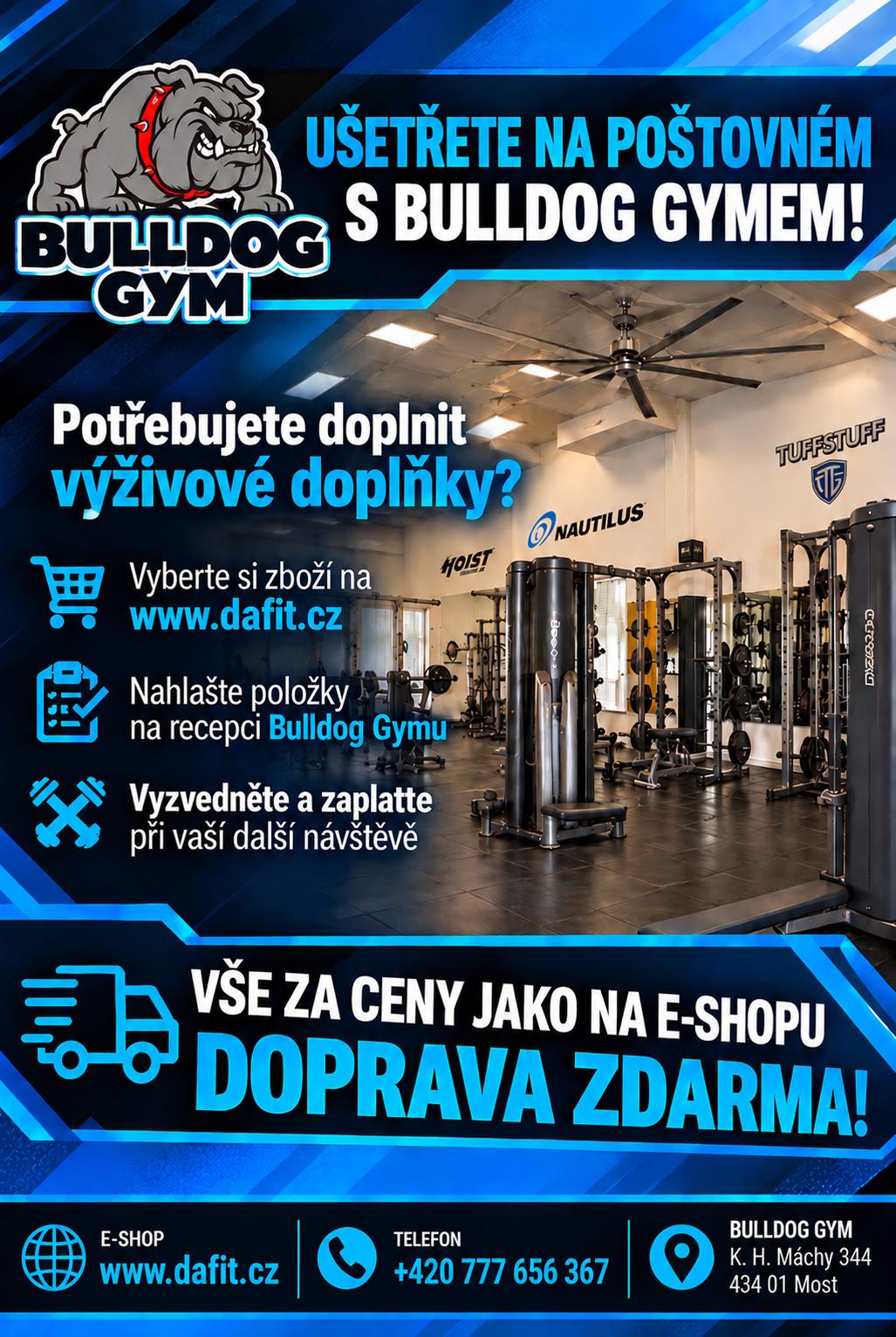 Leták akce: postovne – Bulldog Gym Most