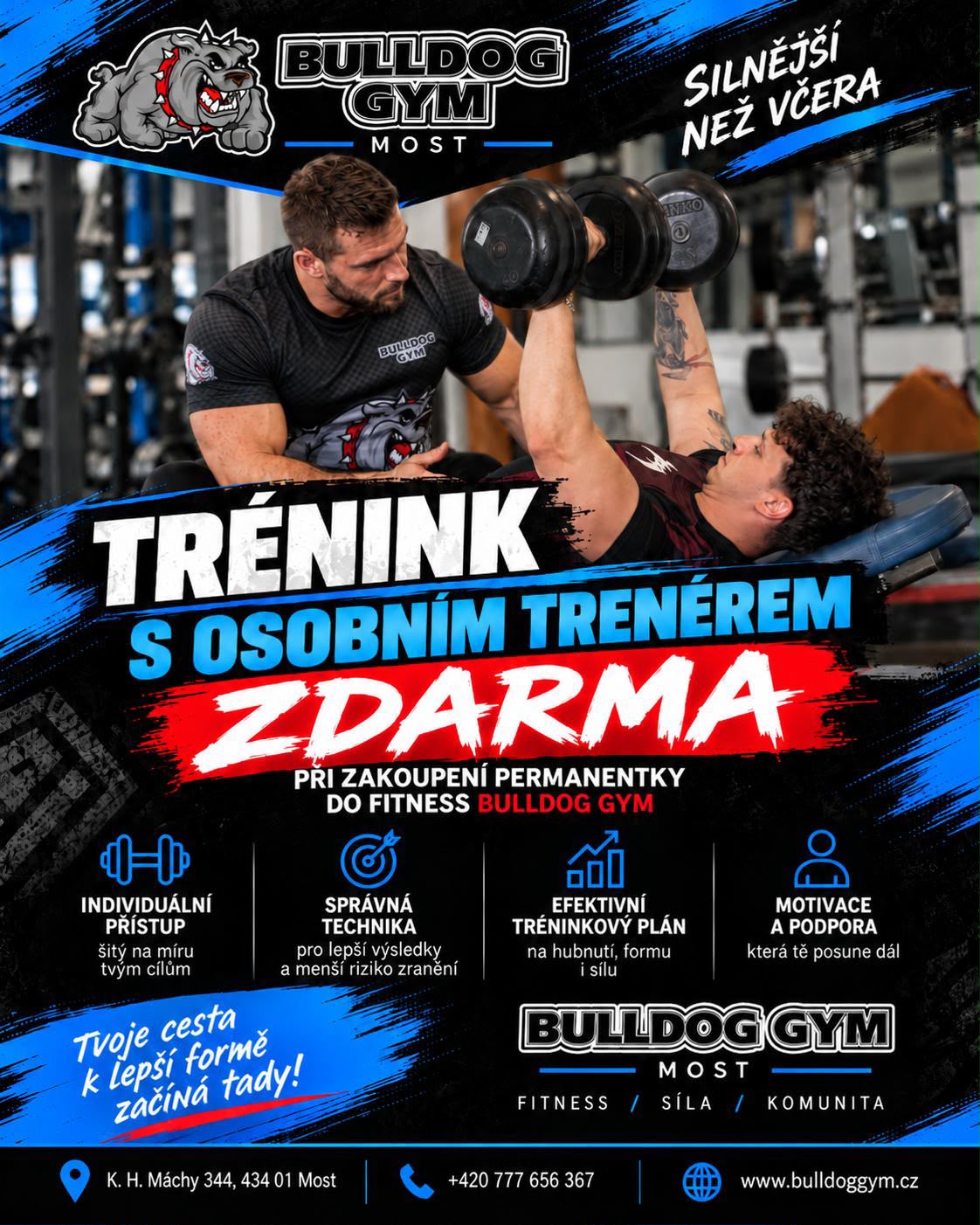 Leták akce: trenink – Bulldog Gym Most